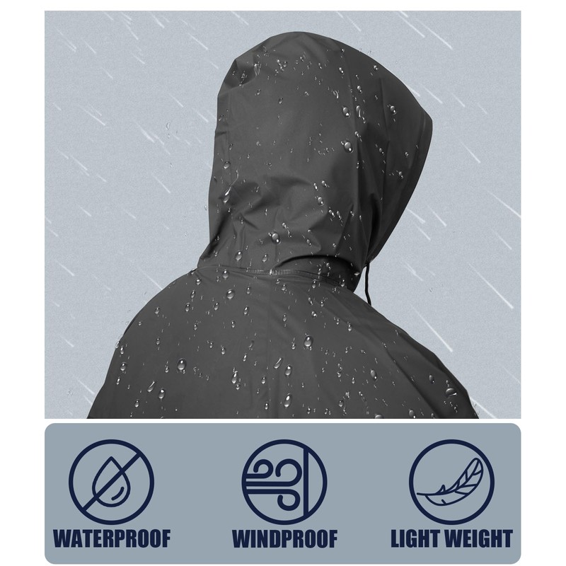 RainRider Long Raincoat for Adult Waterproof Lightweight Rain Jacket Reusable