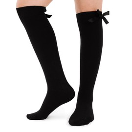 adam & eesa Back to School Girls Cotton Rich Knee High Bow Socks Long Length Uniform Stockings 4 Pair