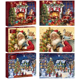 Tradder 3 Pack Christmas Family Games 1000 Piece Christmas Jigsaw Puzzles for Adults 20" x 27" Large Puzzle Pieces for Xmas Party Game Gift