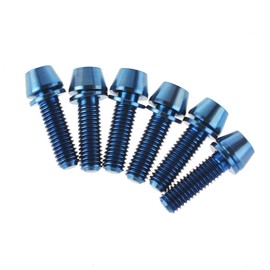 Titanium Gr5 M5x16mm Allen Tapered Head Bolts Screw with Washer for Bicycle Stem Pack of 6 (Blue)