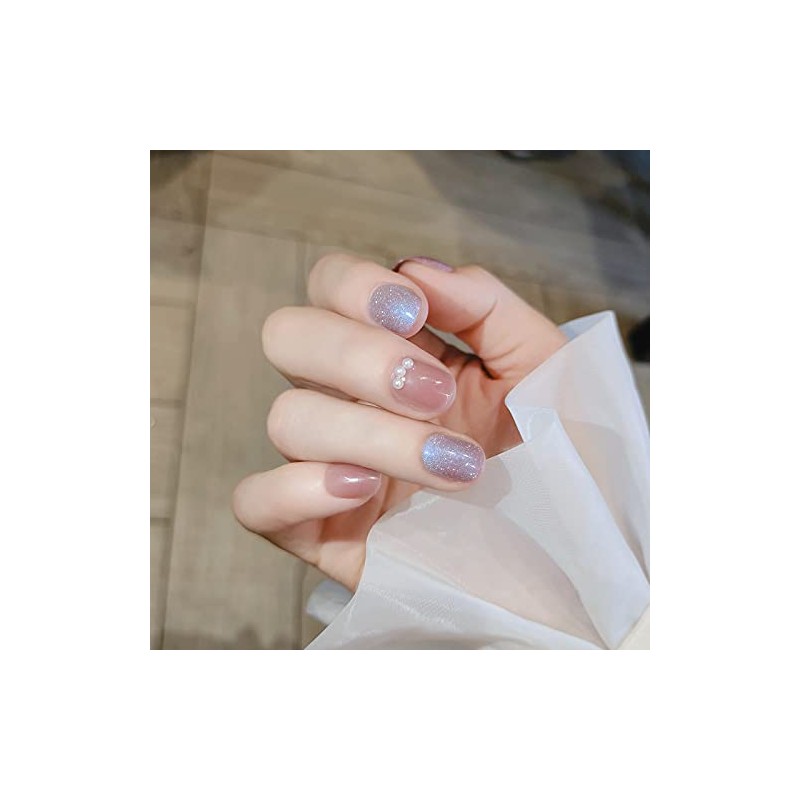 Set of 24 Nail Tips, Gentle Pink Pearl Nails