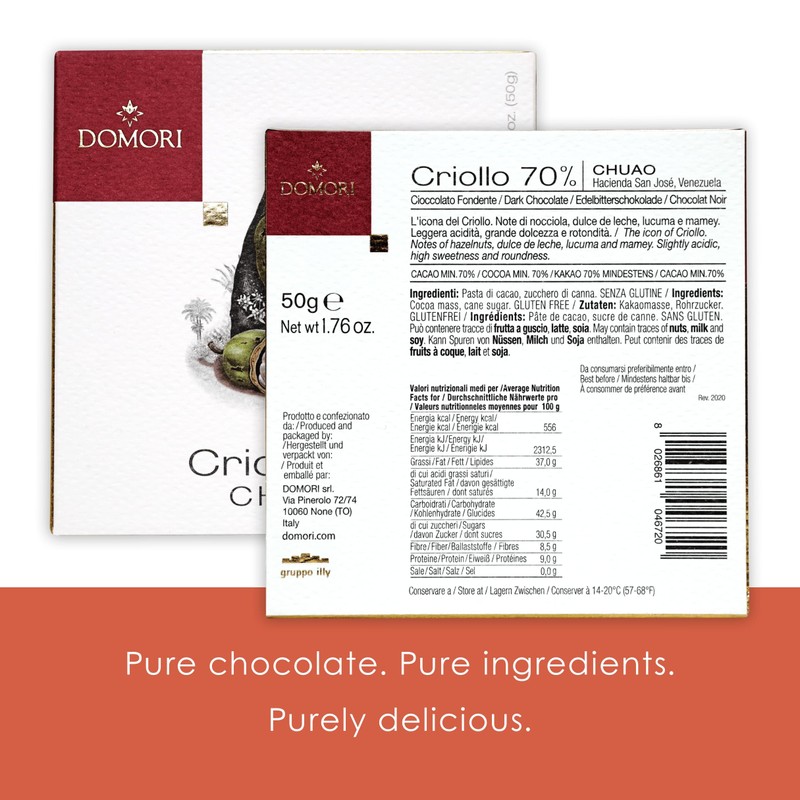 Domori Chuao 70% Dark Chocolate 3 Pack - Italian Chocolate