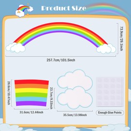 MixTeach 20 Pcs Jumbo Rainbow Cloud Cardboard Cutout Coated Paper Rainbow Cloud Wall Decal Giant Paper Rainbow Set with Glue Points for Bulletin Board Birthday Party Backdrop Photobooth Room Decor
