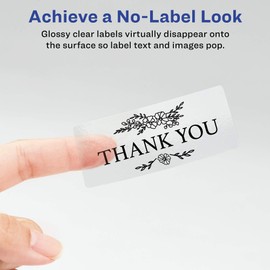 Avery Glossy Clear Rectangle Labels with Sure Feed, 1.5" x 2.75", 50 Glossy Clear Labels (36514)