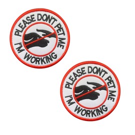 Antrix 2 PCS Service Dog Please Don't Pet Me I'm Working Patch Full Embroidered Hook & Loop Fastener Dog Emblem Patch for Service Dog Medium and Large Dogs Vests/Harnesses Clothes