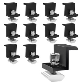Duoleimi Module Clamps Solar Mounting Solar Panel End Clamps 30 mm Black for PV Photovoltaic, Solar Panel Holder Solar Mount Centre Clamp - with 10 Pieces Solar Modules on PV Module Holder