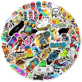 Skateboard Stickers Pack, Cool 50Pcs Waterproof Vinyl Skateboarding Decals for Water Bottles Laptop Luggage Cup Computer Mobile Phone Suitcase Teens Adult