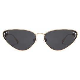 SOJOS Retro Cateye Sunglasses Womens Trendy Narrow UV400 Protection Sun Glasses SJ1241,Gold/Grey