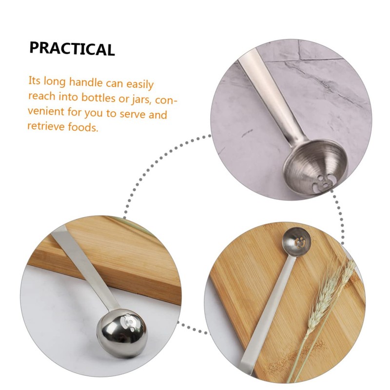 Mikinona 2pcs Stainless Steel Olive Spoon Slotted Cherry Strainer Serving