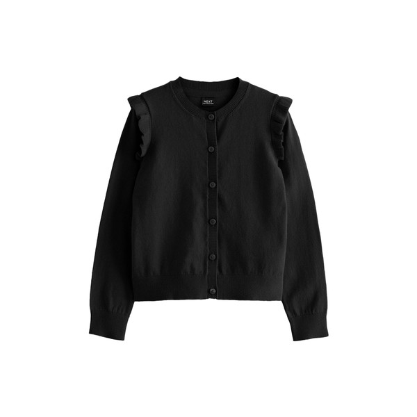 NEXT Ruffled Shoulder School Cardigan, black