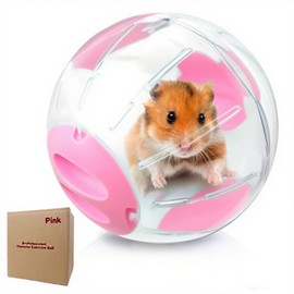 Hamster Exercise Ball, 7.9 Inch Syrian Hamster Ball, Transparent, Large Ball with Four entrances (Pink)