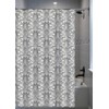 CHD Home Fabric Shower Curtain, Damask Floral Design, Grey and