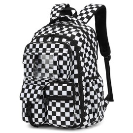 Yusudan Girls Backpack - Kids School Bags for Middle School Students - Book Bag for Elementary Primary School (Checkered Black)