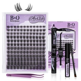 AirLash Clusters Kit - Lash Extension Kit, 0.02mm Ultra-flat Band Flakelet Eyelash Clusters 144PCS 8-18mm Natural Cluster Eyelash Extensions Reusable&Wispy Eyelash Extension Kit Soft Lash Kit(Athena)