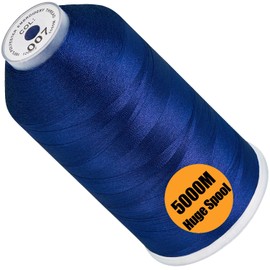 New brothread - Single Huge Spool 5000M Each Polyester Embroidery Machine Thread 40WT for Commercial and Domestic Machines - Prussian Blue