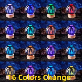 Penguin Crystal Ball Lamp with LED Wooden Base, 16 Colors Change & Remote Control Crystal Ball Penguin Night Light, Upgraded 3.15 Inch Glass Light, Antarctic Animals Toy Gift for Kids Wife (penguin)