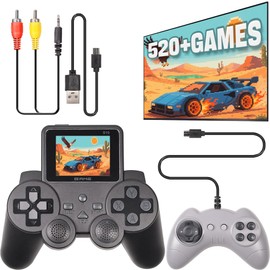 Arespark Retro Videospielkonsole, 3 Zoll Handheld Spielkonsole mit 2 Gamepads, Retro Game Console Für Zwei Spieler Spiele Und TV-Ausgang, Tragbare Retro Konsole mit 520 klassisches Spiele