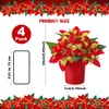 Suncalla 4 Pack Glitter Christmas Poinsettias Potted Plants Decorations Artificial