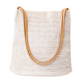 MaoXinTek Straw Bags Women's Straw Handbag Summer Handmade Shoulder Bag Bohemian Handwoven Shoulder Bags Bag for Women Travel Holiday Leisure Braided Beige, beige