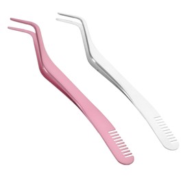 FOMIYES 2Pcs Stainless Steel Eyelash Applicator Tool Durable Lash Tweezers for Easy Makeup Application Convenient Small Eyelash Tools for Women for False Eyelash Extensions