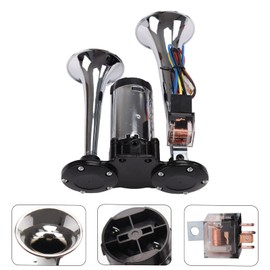 FARBIN Air Horn for Truck Train Horn for Car Loud Car Horn with Button Truck Horn with Compressor 12v Airhorns Horn Loud Dual Trumpet Chrome Plating