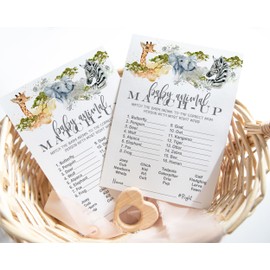 Paper Clever Party Jungle Baby Shower Game Animal Matching for All Occasions Fun Guessing Activities Guests Play, Gender Neutral Ideas, 4x6, 25 Pack