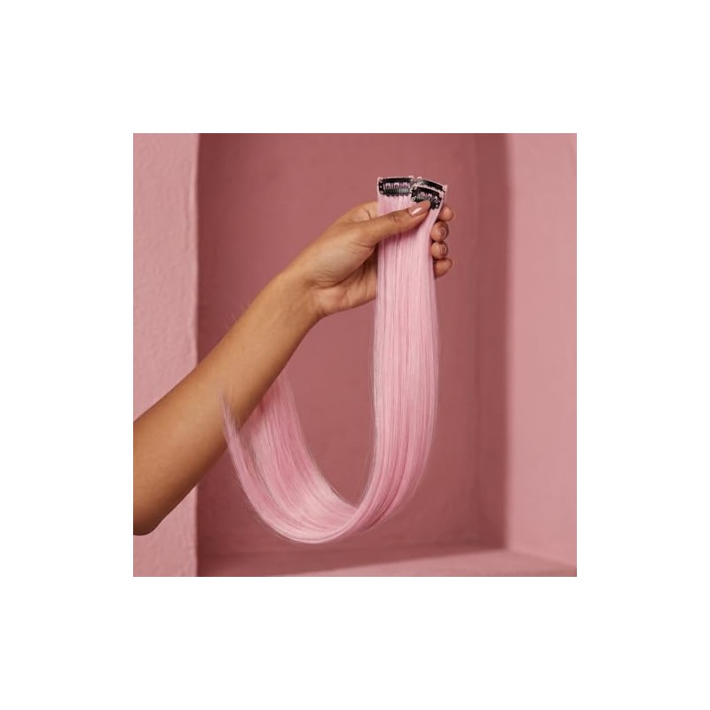 FOMIYES 10 Extensiones De Cabello SintéTico Con Clip Rosa Claro