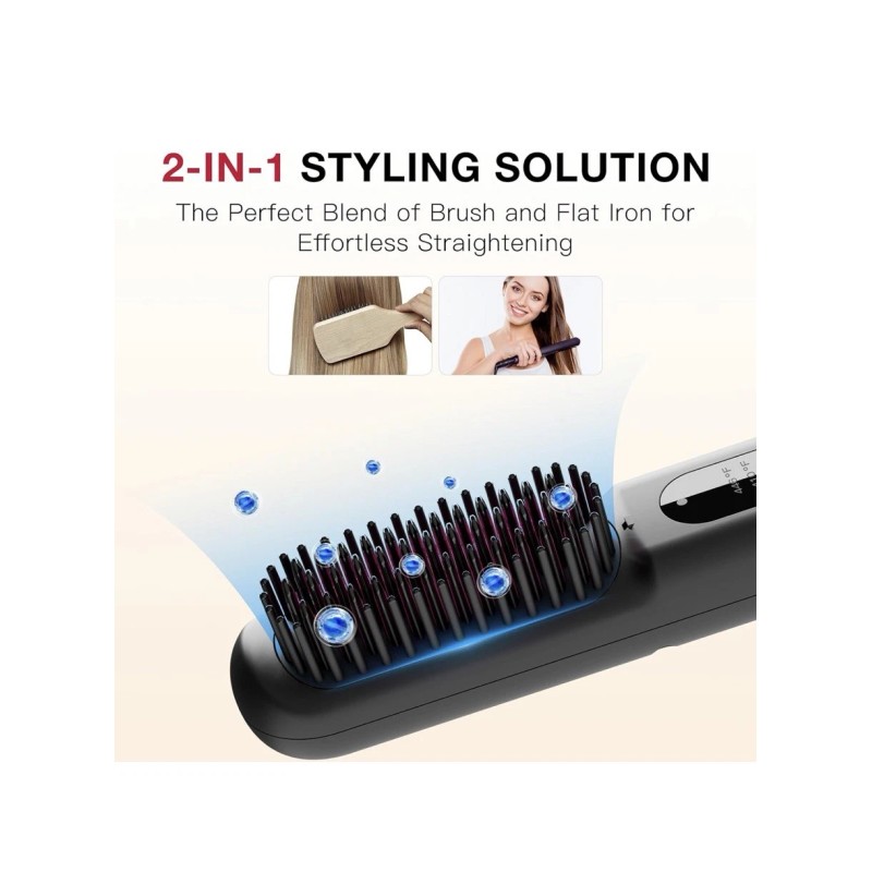 Ruidla Hair Straightener Comb Matte Gray Hair Straightener Brush Straightening