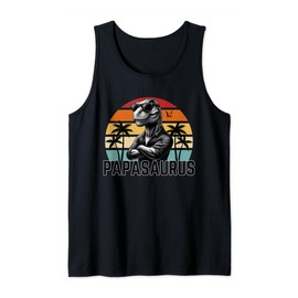 Mens Papasaurus Rex T Rex Dinosaur Papa Saurus Dinosaur Design Tank Top