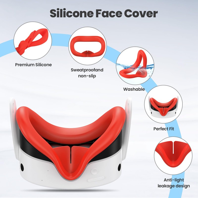 Silicone Cover Set Compatible with Meta/Oculus Quest 3s Accessories, VR