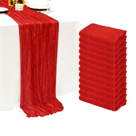 Seveups 12Pack Red Cheesecloth Table Runner 10Ft Gauze Table Runner Red Cheese Cloth Table Runners Long Sheer Fabric Tablerunners for Wedding Party Bridal Shower Thanksgiving Christmas