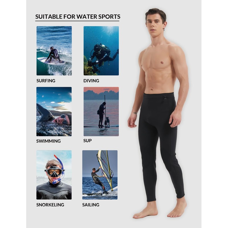 Lemorecn Wetsuit Pants Men 2mm Diving Wetsuit Bottoms Neoprene Swim