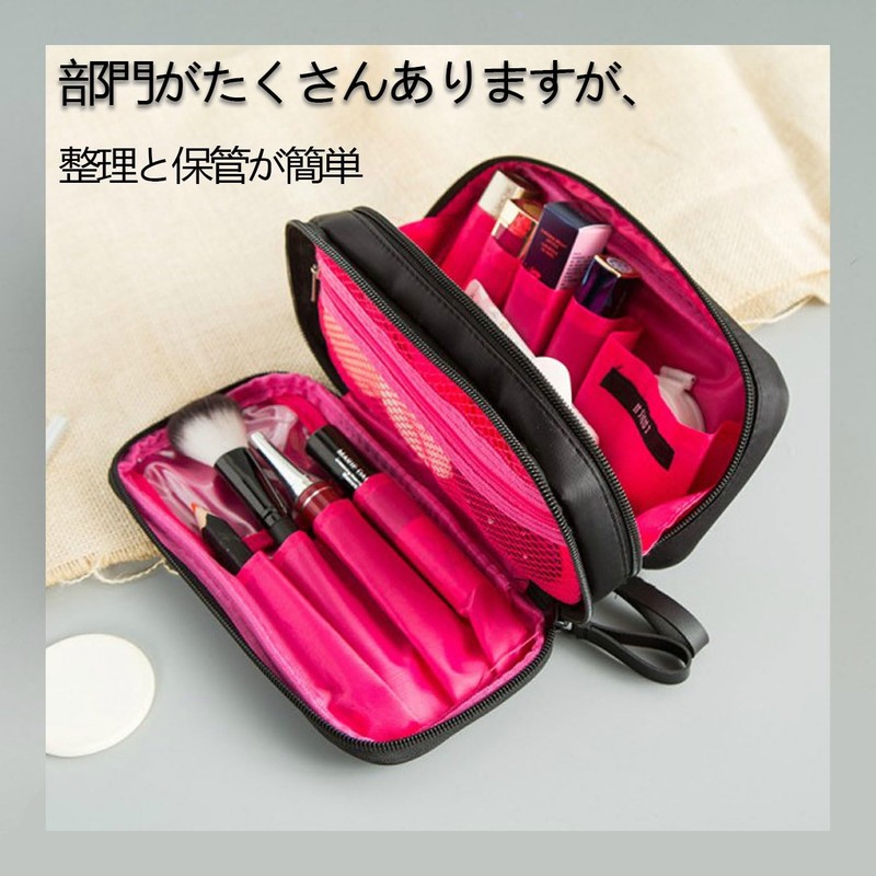 Ginhkok Makeup Pouch, Large Capacity, Dividers, Small Items, Pouch, Cosmetic