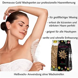 Dermawax 1 kg Gold Waxing Perlen Professionelle Hei√üwachs Wachsperlen zur Haarentfernung ohne Vliesstreifen Geeignet f√ºr alle Hauttypen und f√ºr die k√ºrzesten und st√§rksten Haare perfekt (1 kg, Gold)