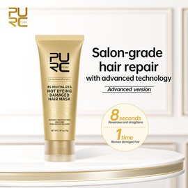 PURC Hair Mask - 8-Second Express Treatment Smoothing Straightening Keratin Repair Mask Revitalises Damaged Hair Suitable For Frizzy Damaged Hair Post-Heat Styling Colouring And Perming 3.53 Oz/70Ml