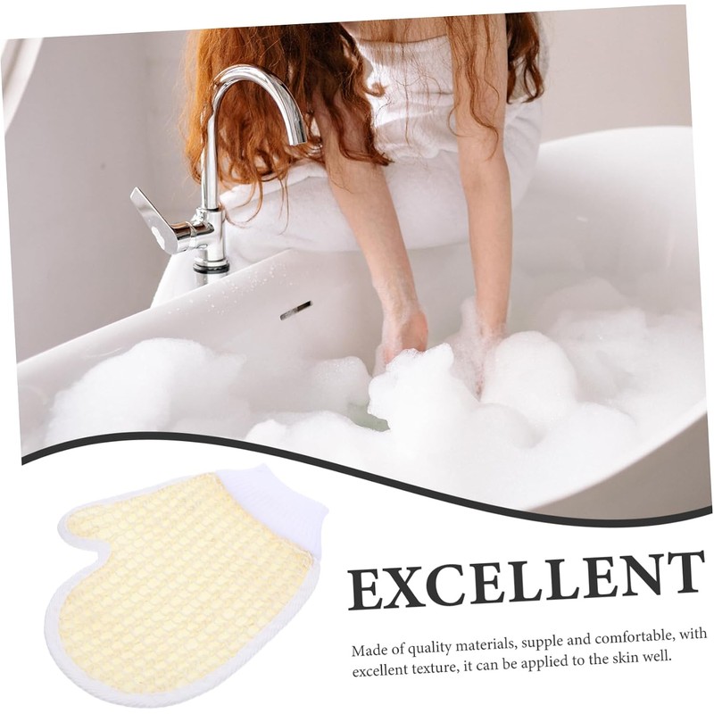 Guantes Exfoliantes de Chenilla Beige para Ducha COLLBATH 2 Piezas