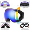JULI OTG Ski Goggles,Frameless Over Glasses Skiing Snow Goggles for Men Women & Youth - 100% UV Protection Dual Lens (Black Frame+VLT 18.4% Brown Len with REVO Blue)
