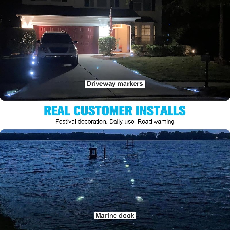 VOLISUN Solar Deck Lights Driveway Dock Lights, 8-Pack Led IP68