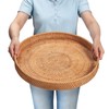 Rattan Large Serving Tray, Wicker Round Fruit/Bread Serving Basket, Extra