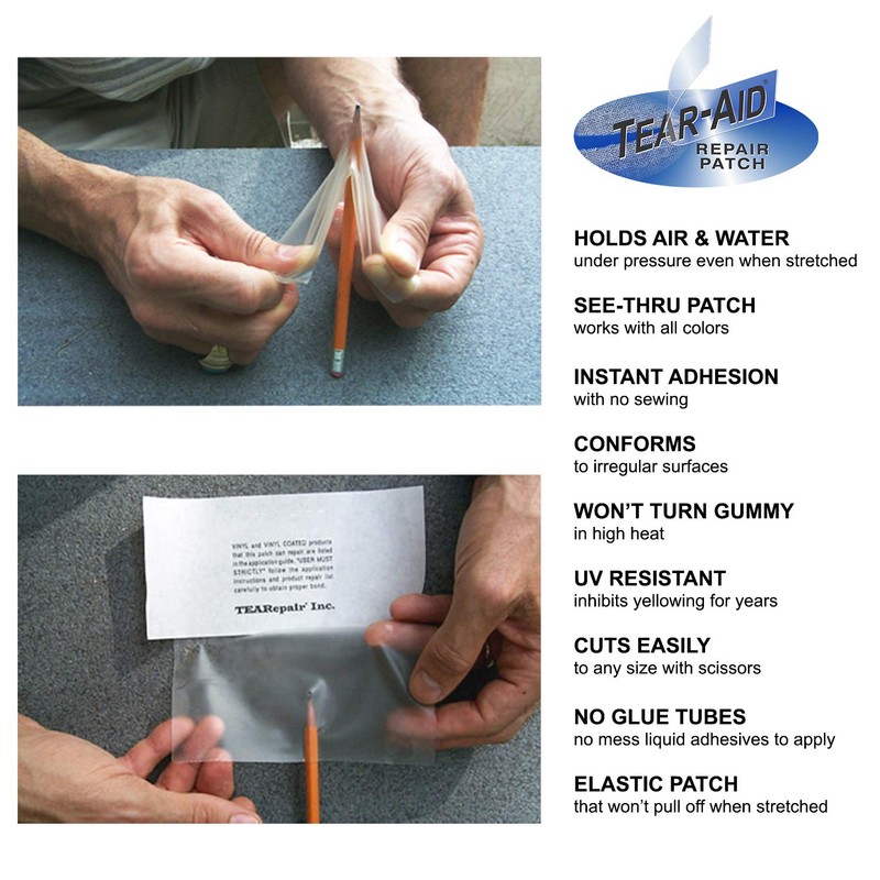 TEAR-AID Vinyl Repair Kit, Type B Clear Patch for Vinyl-Coated