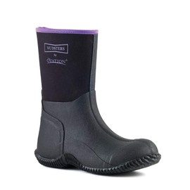 Ovation Women's Mudster Mid Calf Barn Rubber Boots, Black/Black/Purple, 10