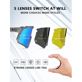 Excoutsty Polarized Sports Sunglasses for Men Women,UV400 Sports Windproof Cycling Sunglasses with 3 Interchangeable Lenses (Transparent Blue)