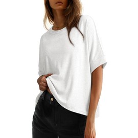 Dokotoo Women's Tops for Women 2025 Loose Oversized Basic Tee Comfortable Soft Fabric Flattering Fit - Womenswear:_Moss Green_M
