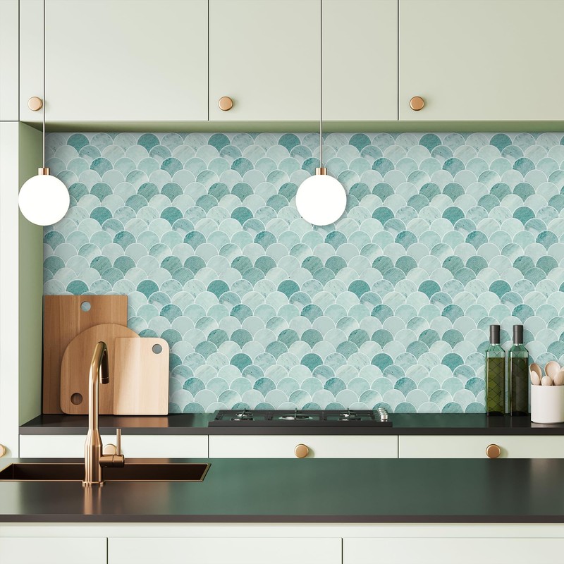 HOMEART Peel and Stick Backsplash Fish Scale Tile, Removable Renter