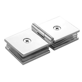 Shower Door Hinges, Heavy-Duty 180-Degree Brass Square Glass Door Hinges for Fits 8-12mm Tempered Glass, Self-Closing at 25°, Chrome