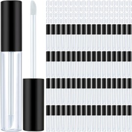 100 Tubos de Brillo de Labios Vacíos de 10 ml Botella de Contenedor de Bálsamo Labial Recargable Mini Claro Envase de Plástico con Varilla e Inserciones de Goma Carga Dividida de Viaje DIY Maquillaje