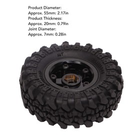 VGEBY RC Tires, 4Pcs 1 Inch RC Car Rubber Tires Brass Wheel Hub RC Crawler Tyres RC Car Accessories for FMS FCX24 1/18 1/24 RC Car (Black Gold)