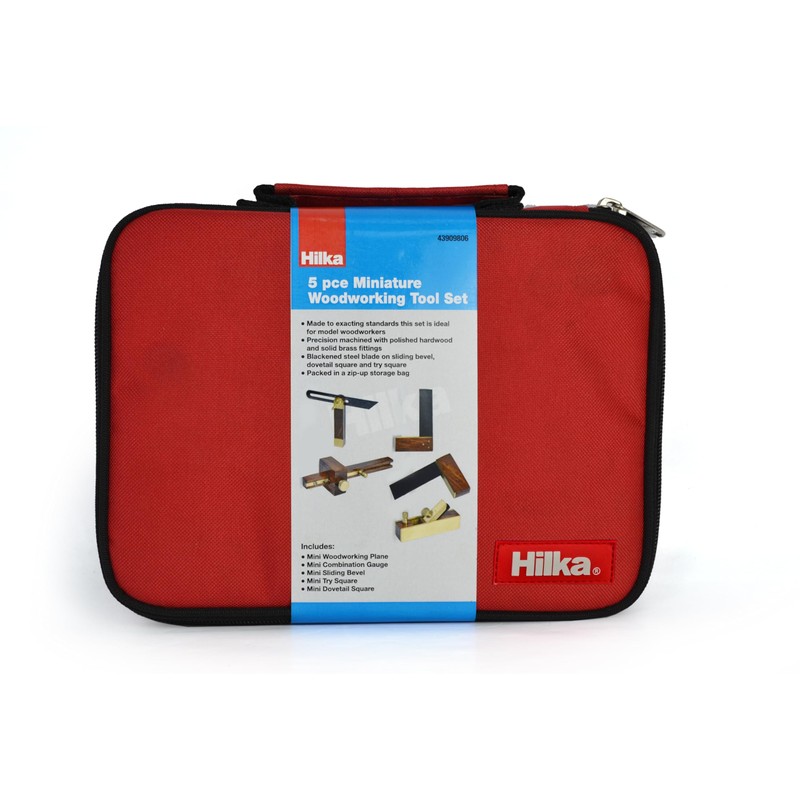 Hilka 43909806 5 PCE Miniature Woodworking Tool Set in Bag