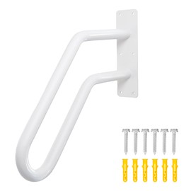 Purife 21 Inch Heavy Duty White Stair Handrail Outdoor 1-3 Steps - U Shaped Grab Bars for Elderly for Wall, Wall Mounted Concrete Steps Hand Rails for Garage, Porch, Patio, Garden