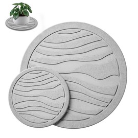 HOME EDIT Plant Saucer - Quick Dry Diatomaceous Earth Plant Saucers for Indoors Plant Water Catcher Tray, 2 Pack Water Absorbing Stone Plant Trays for Pots - Round 7&12 Inch Plant Saucer, Light Grey
